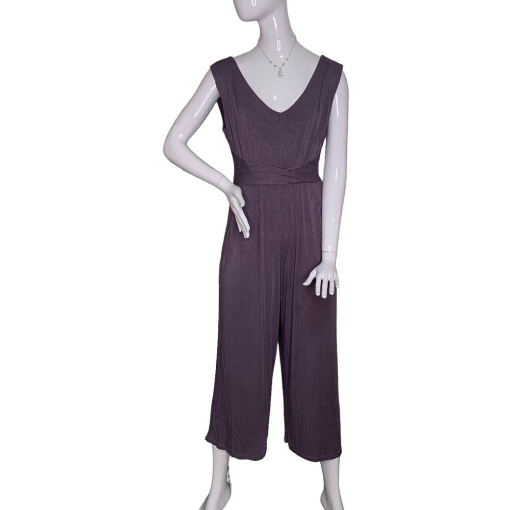 B Collection By Bobeau Jumpsuit Sleeveless Wide Leg Pants V-Neck Purple Size S